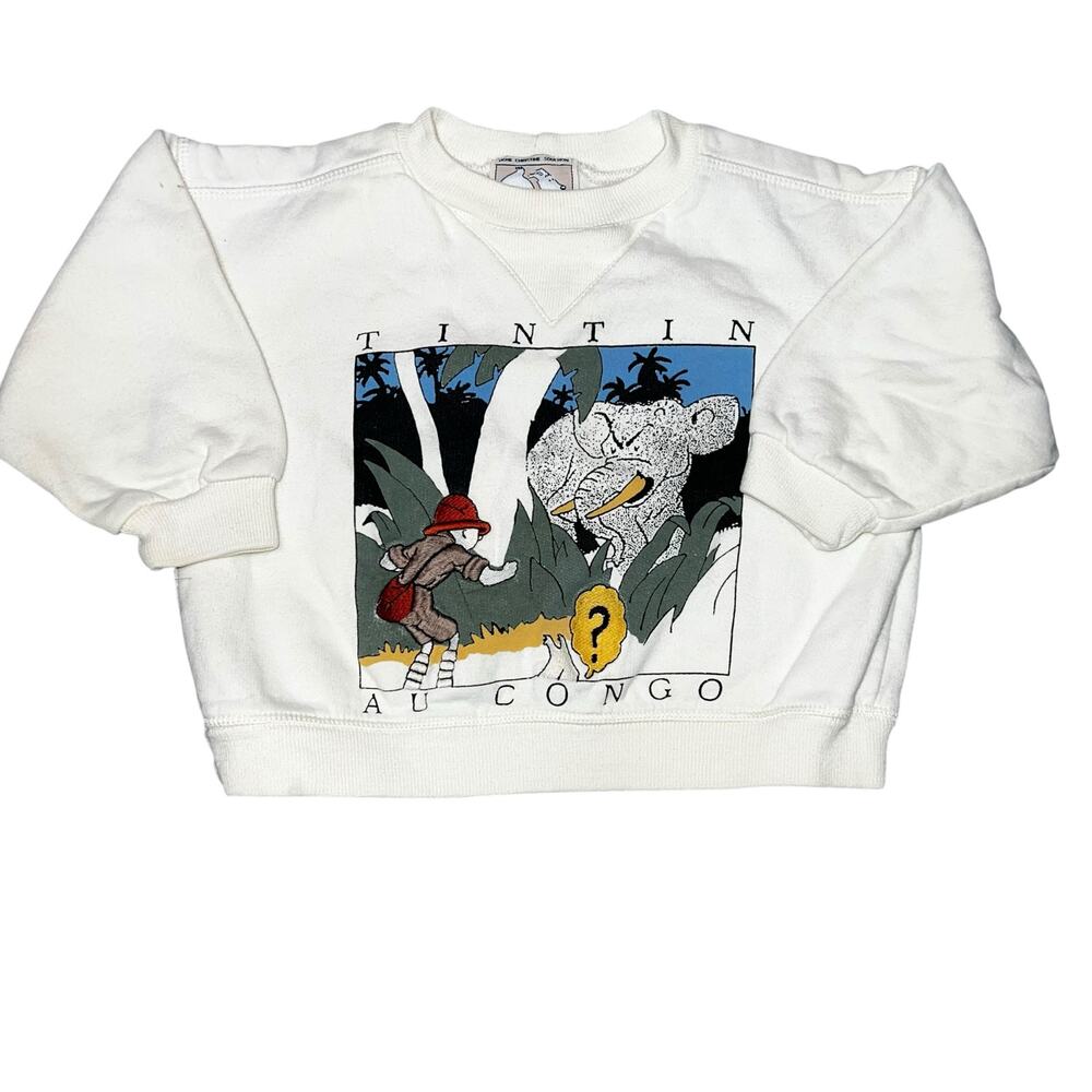 Vintage Tin Tin AU congo embroidered toddler crewneck sweatshirt size 18months